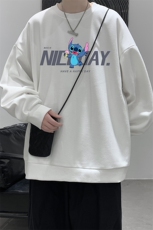 华夫格卫衣圆领卫衣男大码长袖t恤男外套HW76173-P30加绒款-P40，男装卫衣，电商A040