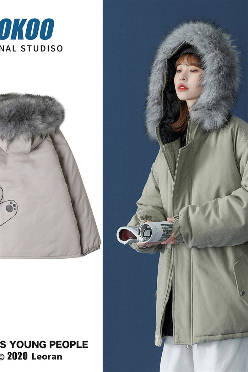 MM48131-P130冬季大毛领棉衣女港风加厚保暖棉袄女派克服,男装棉衣,电商A040