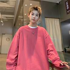 抖音供货2025春装新款纯色长袖T恤打底衫A158-CX888-P16特价，男装T恤，电商A158