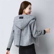 卫衣时尚都市拼接口袋直筒2020年冬季长袖连帽纯色排扣青春流行，女装卫衣/绒衫，丽影随形