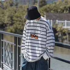现货日系cityboy条纹卫衣男潮流长袖t恤圆领套头上衣T1357-P24，男装卫衣，星座512-2