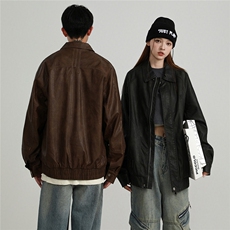 2025新款PU皮机车服情侣休闲宽松韩版皮夹克上衣P032/P168，男装夹克，星座202-3