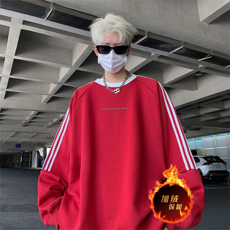 抖音得物供货提供视频秋冬重磅美式宽松织带圆领卫衣0308,男装卫衣,电商A486