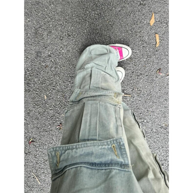 多口袋工装牛仔裤男款夏季小众设计感直筒裤子美式高街宽松阔腿裤,男装牛仔裤,星座1007（原301D）