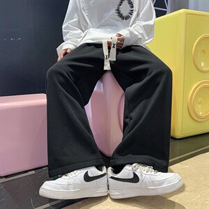 D201-DM171-P50男装港风宽松抽绳休闲裤直筒潮流运动裤图片