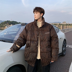 现货立领褶皱复古做旧面料设计棉衣保暖棉服男225-2-Y211-P155，男装棉衣，星座225-2