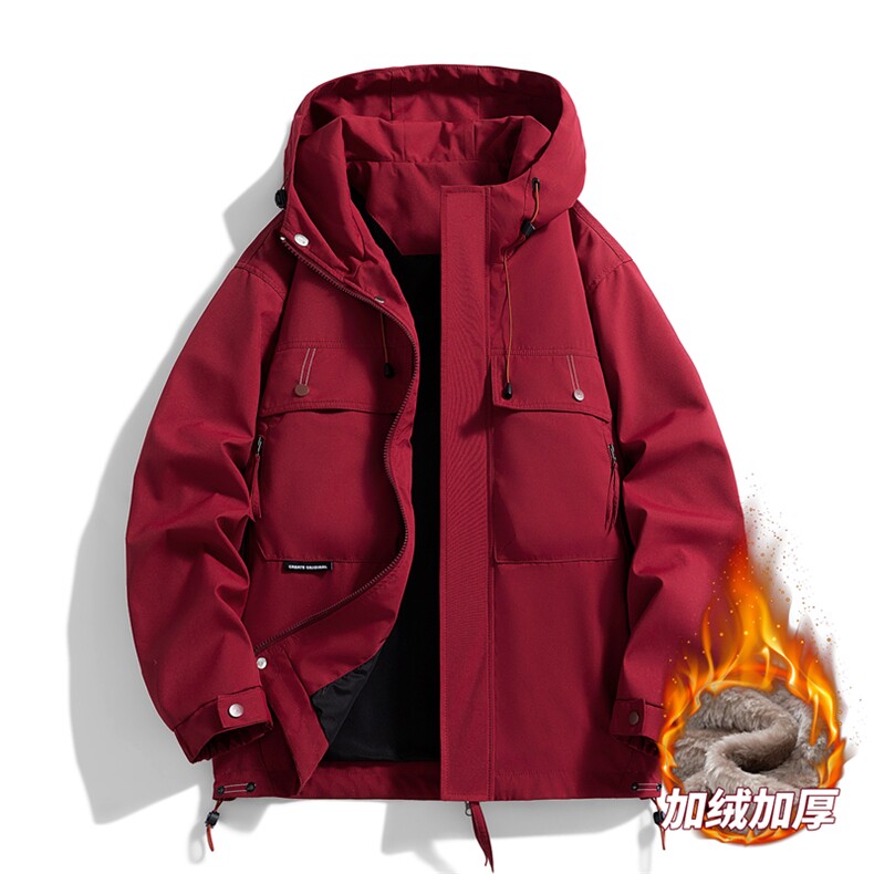 AJ233-90冬季加绒加厚连帽冲锋衣防风防水棉衣外套,男装棉衣,星座109