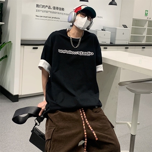 特P55 无差价夏季新款潮流时尚假两件短袖T恤-UT10175 港风1图片