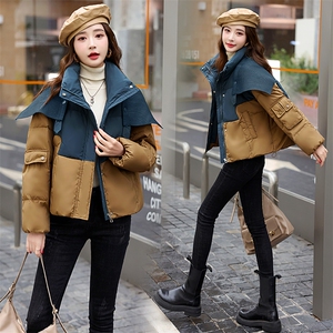 《现货新品》拼接披肩可拆卸羽绒服短外套图片