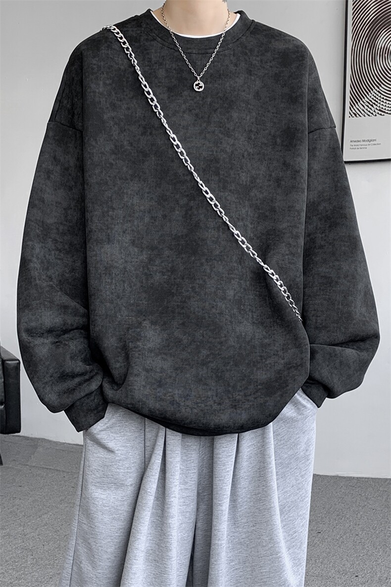 8XL-M美式复古街头风圆领卫衣男特大码上衣套头打底衫WY11P50控68,男装卫衣,电商D206-1