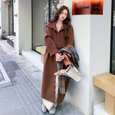 新款2025冬季高级双面羊绒呢大衣长款2C220L518P285K429，女装毛呢外套，2C220