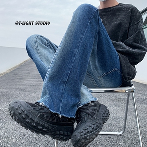 B221 美式ins高街暗黑小众渐变色毛边微喇牛仔裤 LK23047-P60控78图片