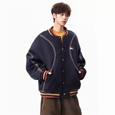 网络图现货潮牌文艺慵懒重磅三彩尼满刺绣棒球棉服JHT283-P73，男装棉衣，星座715-7