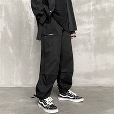 2021秋季新港风大码男宽松直筒阔腿抽绳束脚休闲裤九分裤K262-P50，男装休闲裤，电商A001