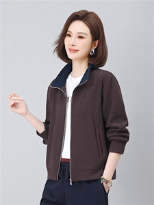 长期有货时尚拼色立领开衫卫衣短款外套女2026春秋休闲运动服上衣图片