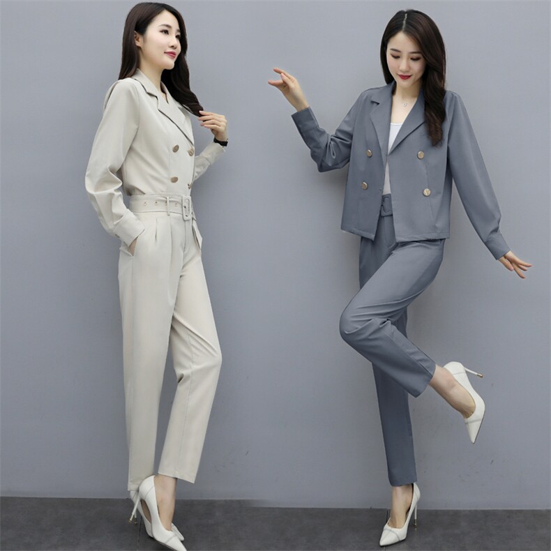 套装/套裙时尚潮流2021年春秋套装纯色简约气质百搭,女装套装/套裙,尚洛菲