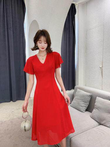 气质优雅修身连衣裙，女装连衣裙，荷塘月色