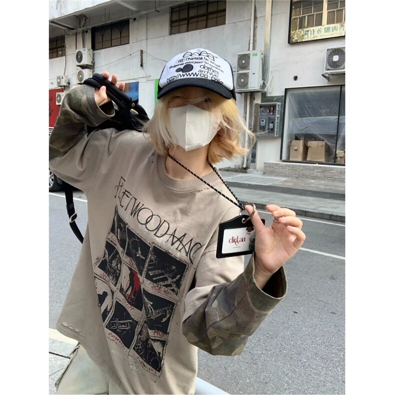 T89-P53 美式辣妹潮牌字母长袖上衣男女早秋宽松显瘦慵懒风图片