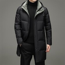 冬季新款鹅绒外套青春流行长款连帽休闲时尚羽绒服NRZ28826-P400,男装羽绒服,电商B212（原钱塘6029）