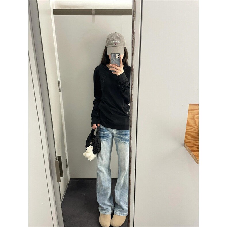 【有货】NZ455CC-特P42冰蓝闪电纹水洗牛仔裤男女宽松裤子,男装牛仔裤,星座1007（原301D）