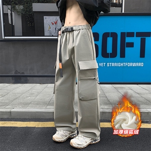 冬季加厚银狐绒冲锋裤男女同款宽松休闲裤K1229J加绒-特P45控78图片