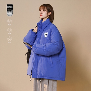 中性风22冬季设计感小猫印花立领加厚棉衣YR188P195控258图片