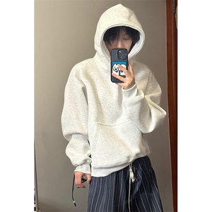 抖音得物高品质二开 秋冬美式高街重磅结构辑明线连帽卫衣外套W75图片