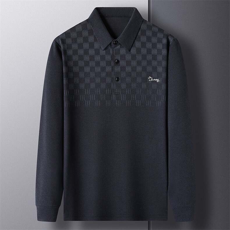 秋季新款男士长袖毛衣针织衫衬衫领高质量商务风中老年轻薄内搭，男装衬衫，星座715-3