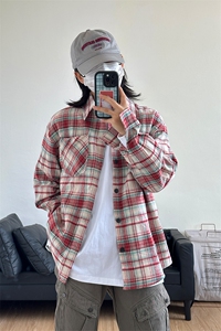 棉 磨毛格子长袖休闲纯棉抖音高品质衬衫男CS024-P45图片