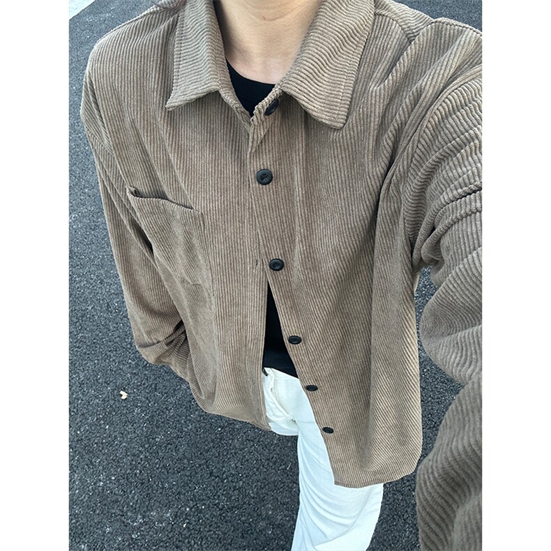320G厚实灯芯绒衬衫男秋冬款休闲宽松复古长袖衬衣CS027-P35图片