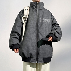 DT2236-TP130控价178冬季棉衣男生潮牌美式暗纹质感皮衣外套，男装棉衣，电商A102-1