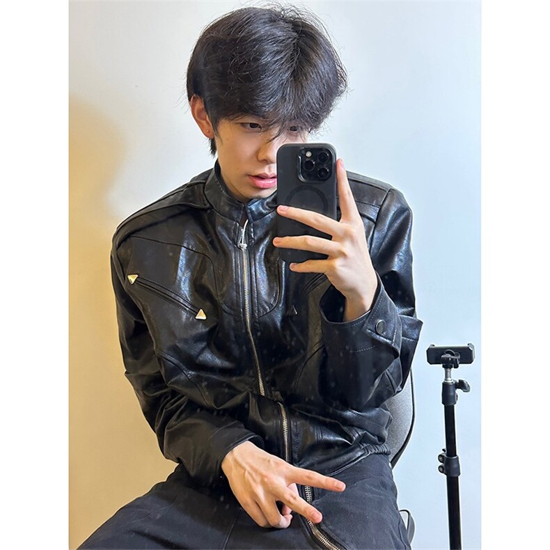 网图原版质量皮衣PU9155白色/黑色M到3XL,男装皮衣,星座506A