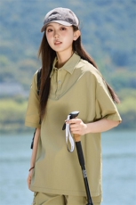2025夏季时尚薄款简约百搭Polo领宽松T恤上衣女A406T6067特P35，男装T恤，星座309（原A406）
