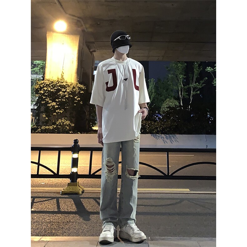 B221 美式ins高街暗黑系小众拉链直筒牛仔裤 LK23073-P65 控88图片