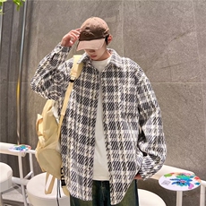 小香风外套男女宽松休闲夹克2025春秋季ins潮高级感格子上衣衬衣，男装夹克，星座601-1