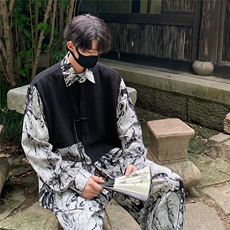 新中式长袖套装TZ88797P90衬衫CS88799P45控78裤子88798P45控68，男装衬衫，星座226-1