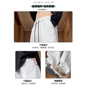 青少年弯刀裤男春秋季宽松直筒宽松反光条卫裤运动休闲阔腿长裤图片