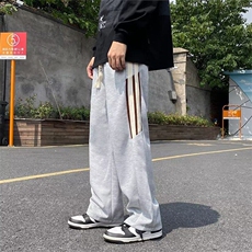 休闲裤抽绳篮球直筒宽松男潮牌垂感裤子秋季百搭重磅阔腿长裤，男装休闲裤，星座506