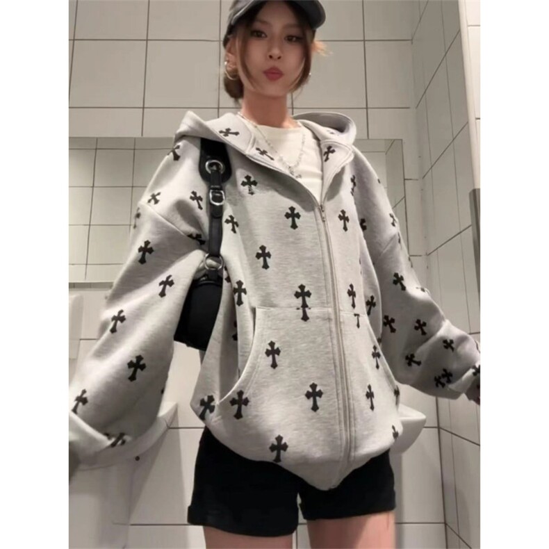 美式高街卫衣男女韩版潮流连帽帅气2025秋冬ins外套WB578-P53,女装短外套,星座412-3