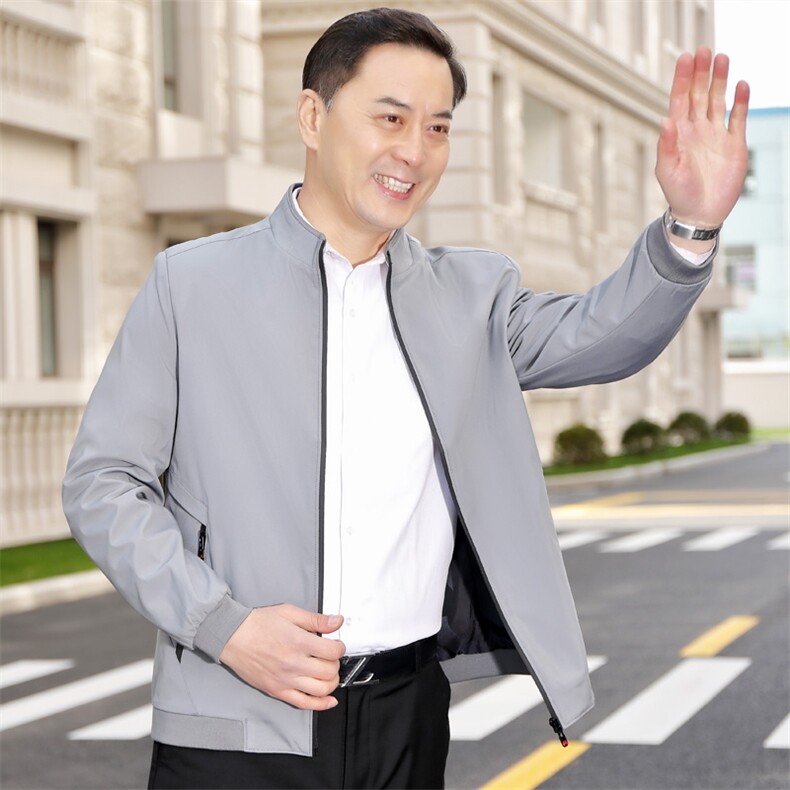 1941/P65爸爸立领夹克外套男中老年男装父亲装上衣图片