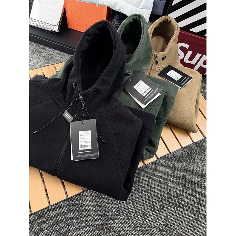 高品基础双面摇粒绒加厚保暖休闲连帽夹克卫衣外套男女A1191-P65,男装夹克,星座1505