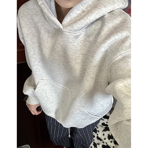 抖音得物高品质二开 秋冬美式高街重磅结构辑明线连帽卫衣外套W75图片
