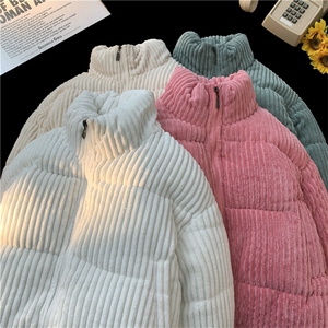 A259-P80   立领灯芯绒棉服粗坑条棉衣外套短款图片