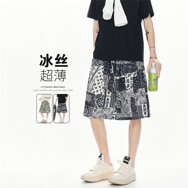 夏日清凉休闲百搭短裤时尚别致印花新潮超薄冰丝裤K783TP20控38,男装牛仔裤,电商A102B