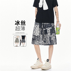 夏日清凉休闲百搭短裤时尚别致印花新潮超薄冰丝裤K783TP20控38，男装牛仔裤，电商A102B