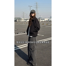 春季2026新款复古宽松垫肩外套短款情侣款夹克C6067-TP55不，男装夹克，电商A102