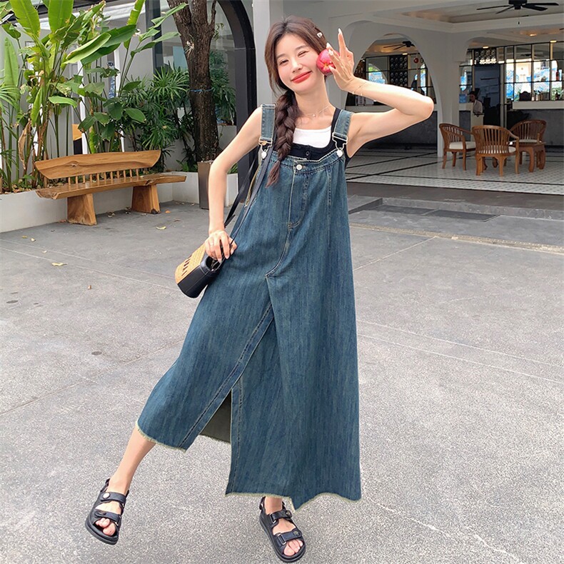 港风ins超火连衣裙女2025夏日新款酷飒拽姐不规则小众牛仔背带裙,女装连衣裙,2C201
