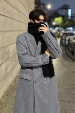 新款重磅350g韩版双排扣长款宽松毛呢大衣男J5279-特P105控178，男装毛呢大衣，电商A001-1