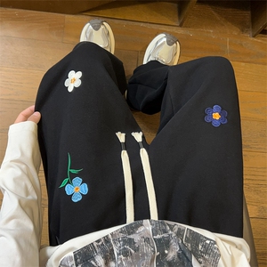 秋季新款华棉卫裤花朵刺绣小众设计大码休闲裤男K5774-特P40控78图片