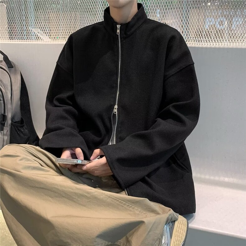 毛呢外套男韩版潮流纯色帅气百搭2023秋冬季新款ins夹克W5369-P55,男装夹克,星座412-3